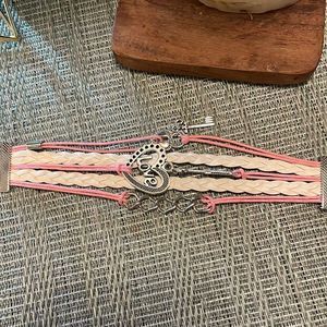 #132 Pink Love Heart Wrap Bracelet